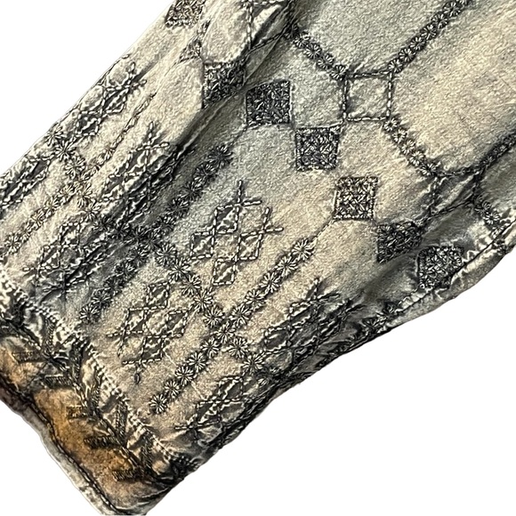 Chicos Design Embroidered Shacket Size 16 Jacket Metal Buttons Green - Picture 9 of 12